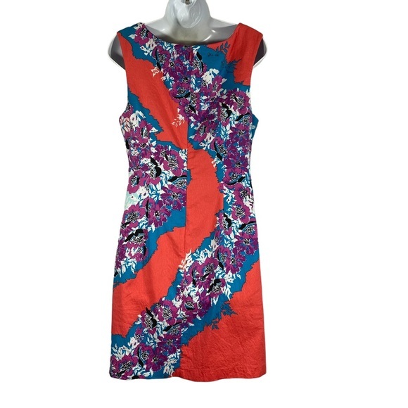 Plenty By Tracy Reese Dress Sheath‎ Pink Blue Floral Print Sleeveless Size 10 - Picture 4 of 10